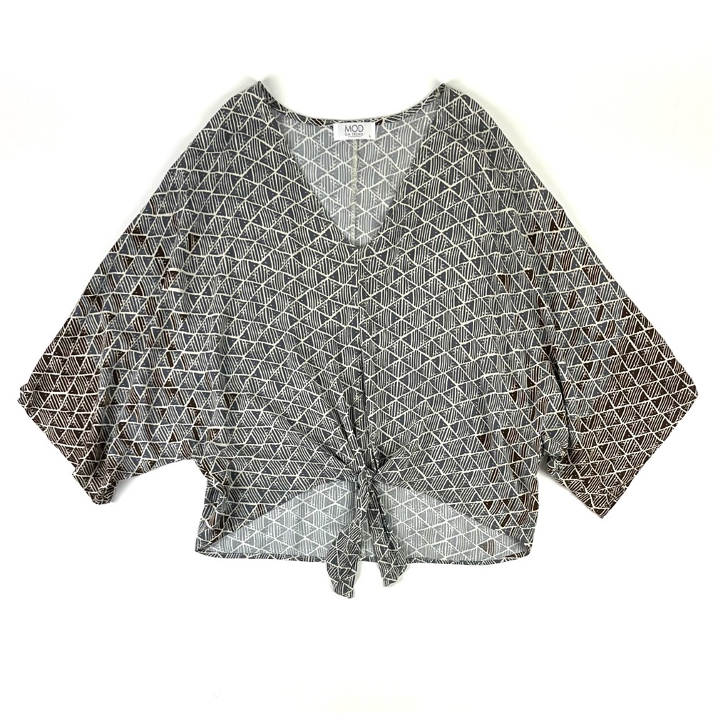 MOD Boutique Aztec Tie Dolman Sleeve Top